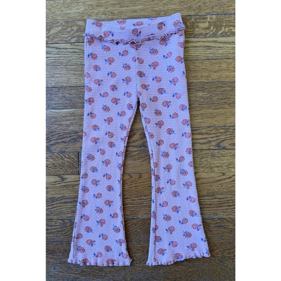 Zara Girls' Floral Mauve Flare Pants Size 5 - Picture 1 of 4